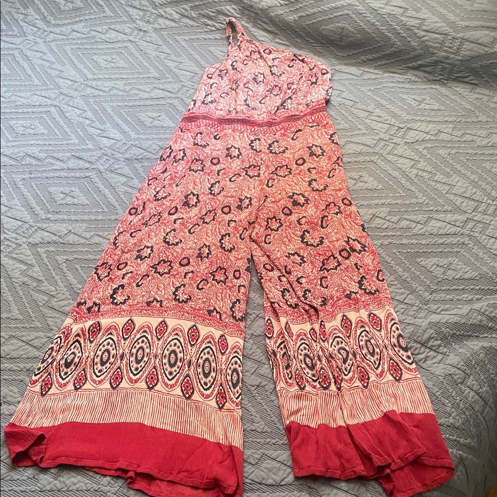 Free People Red Patterned Women's Jumpsuit